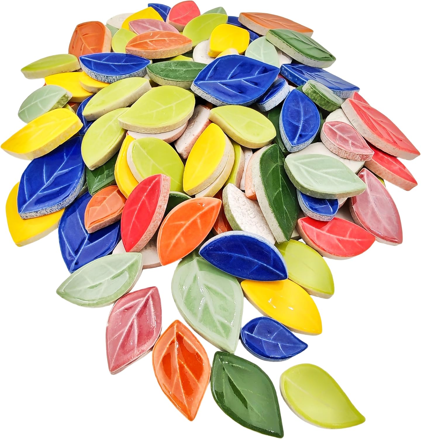 500g/1.1lb Leaf-Shaped Ceramic Mosaic Tiles,Ceramic Mosaic Pieces for Crafts,Mosaic Tiles for Home Decoration or DIY Crafts,Mosaic Making Supplies. (Yellow)