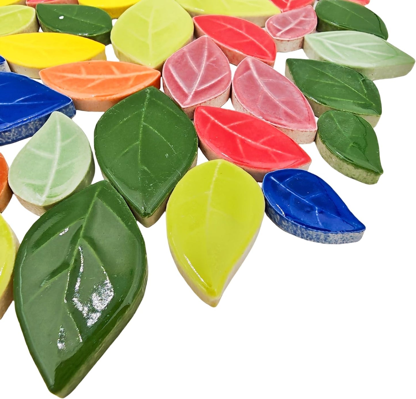 500g/1.1lb Leaf-Shaped Ceramic Mosaic Tiles,Ceramic Mosaic Pieces for Crafts,Mosaic Tiles for Home Decoration or DIY Crafts,Mosaic Making Supplies. (Yellow)