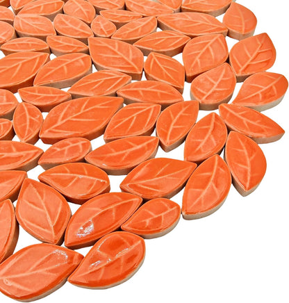 500g/1.1lb Leaf-Shaped Ceramic Mosaic Tiles,Ceramic Mosaic Pieces for Crafts,Mosaic Tiles for Home Decoration or DIY Crafts,Mosaic Making Supplies. (Yellow)