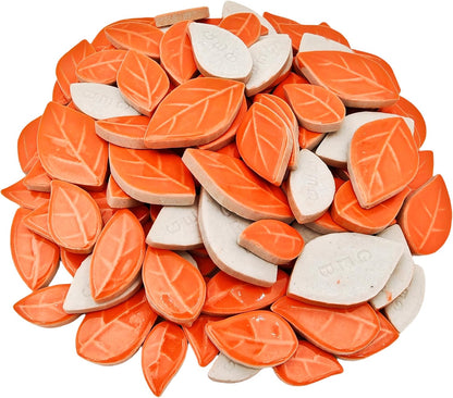 500g/1.1lb Leaf-Shaped Ceramic Mosaic Tiles,Ceramic Mosaic Pieces for Crafts,Mosaic Tiles for Home Decoration or DIY Crafts,Mosaic Making Supplies. (Yellow)