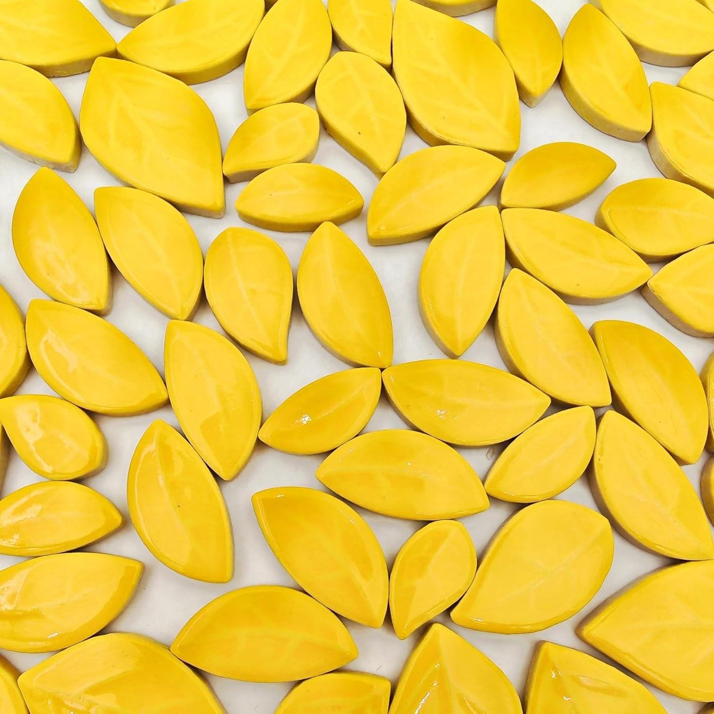 500g/1.1lb Leaf-Shaped Ceramic Mosaic Tiles,Ceramic Mosaic Pieces for Crafts,Mosaic Tiles for Home Decoration or DIY Crafts,Mosaic Making Supplies. (Yellow)