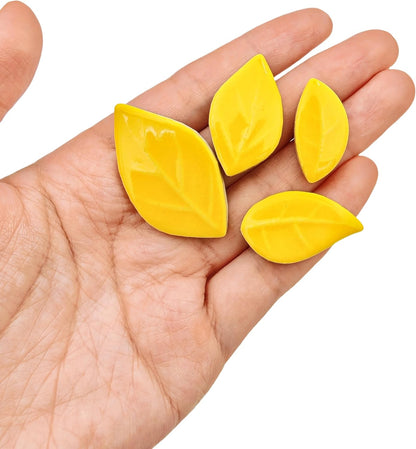 500g/1.1lb Leaf-Shaped Ceramic Mosaic Tiles,Ceramic Mosaic Pieces for Crafts,Mosaic Tiles for Home Decoration or DIY Crafts,Mosaic Making Supplies. (Yellow)