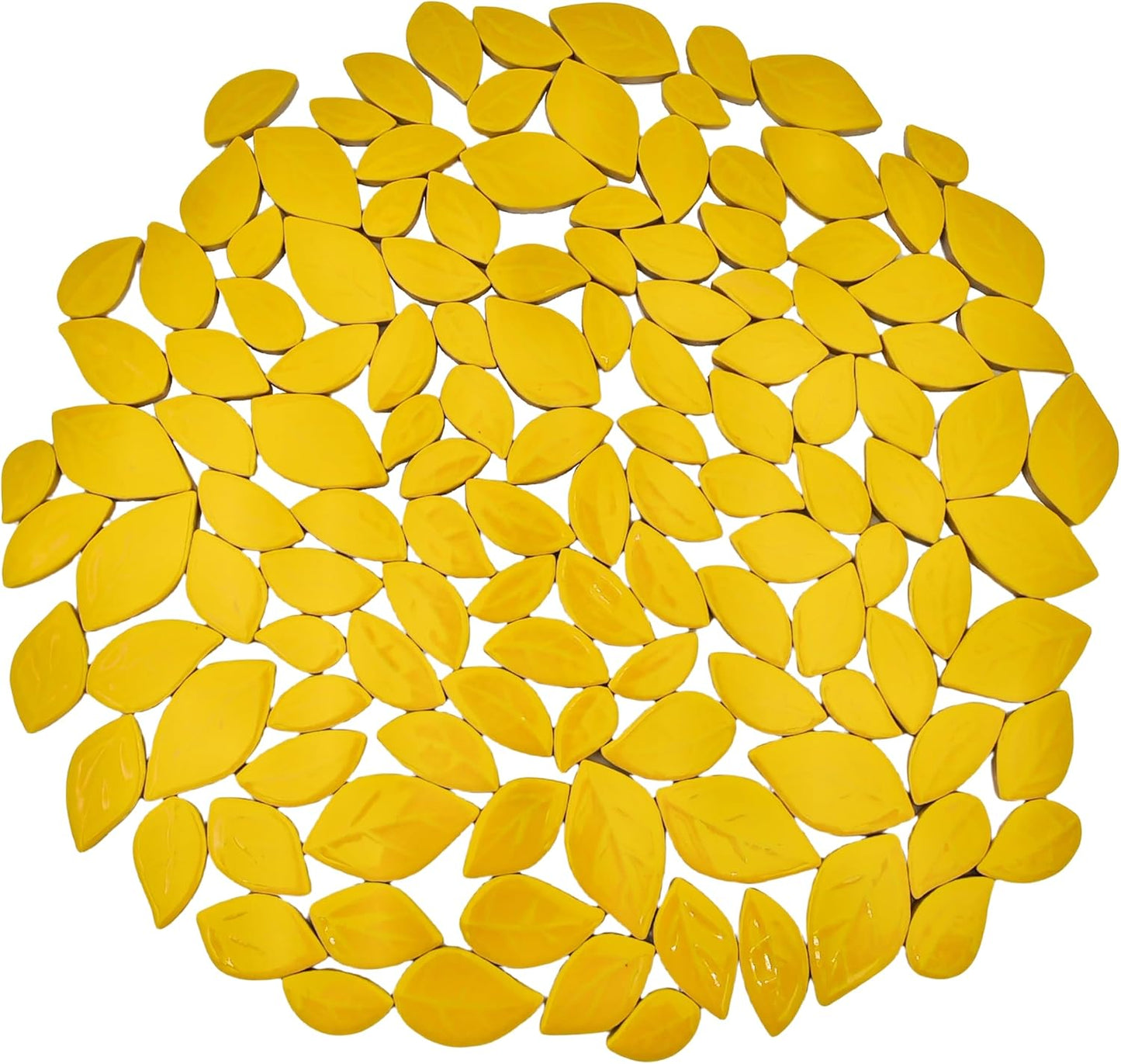 500g/1.1lb Leaf-Shaped Ceramic Mosaic Tiles,Ceramic Mosaic Pieces for Crafts,Mosaic Tiles for Home Decoration or DIY Crafts,Mosaic Making Supplies. (Yellow)