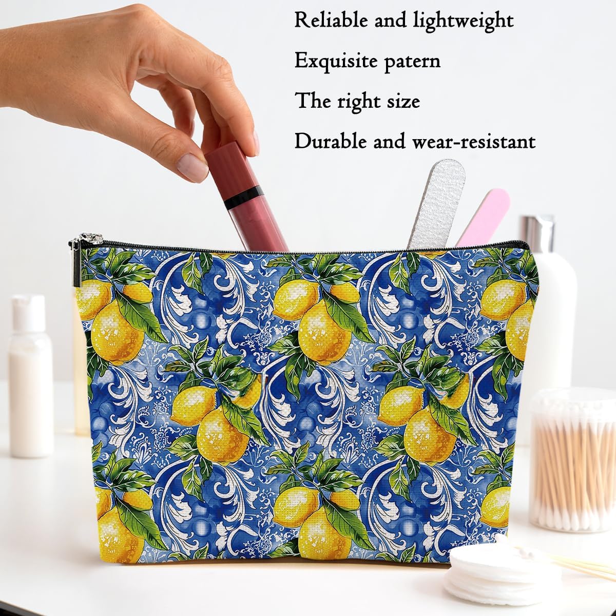 Lemon Bag Italy Travel Essentials Makeup Bag Travel Italian Gift | Lemon Gifts for Travelers Women Girl Niece Cosmetic Bag Toiletry Bags for Christmas Thanksgiving Vacation Bridal Shower Gifts