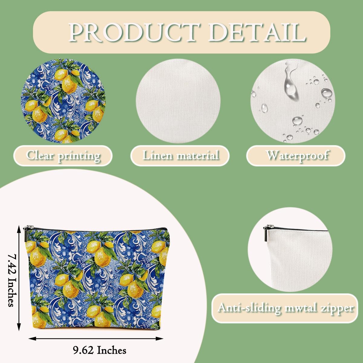 Lemon Bag Italy Travel Essentials Makeup Bag Travel Italian Gift | Lemon Gifts for Travelers Women Girl Niece Cosmetic Bag Toiletry Bags for Christmas Thanksgiving Vacation Bridal Shower Gifts