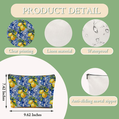 Lemon Bag Italy Travel Essentials Makeup Bag Travel Italian Gift | Lemon Gifts for Travelers Women Girl Niece Cosmetic Bag Toiletry Bags for Christmas Thanksgiving Vacation Bridal Shower Gifts