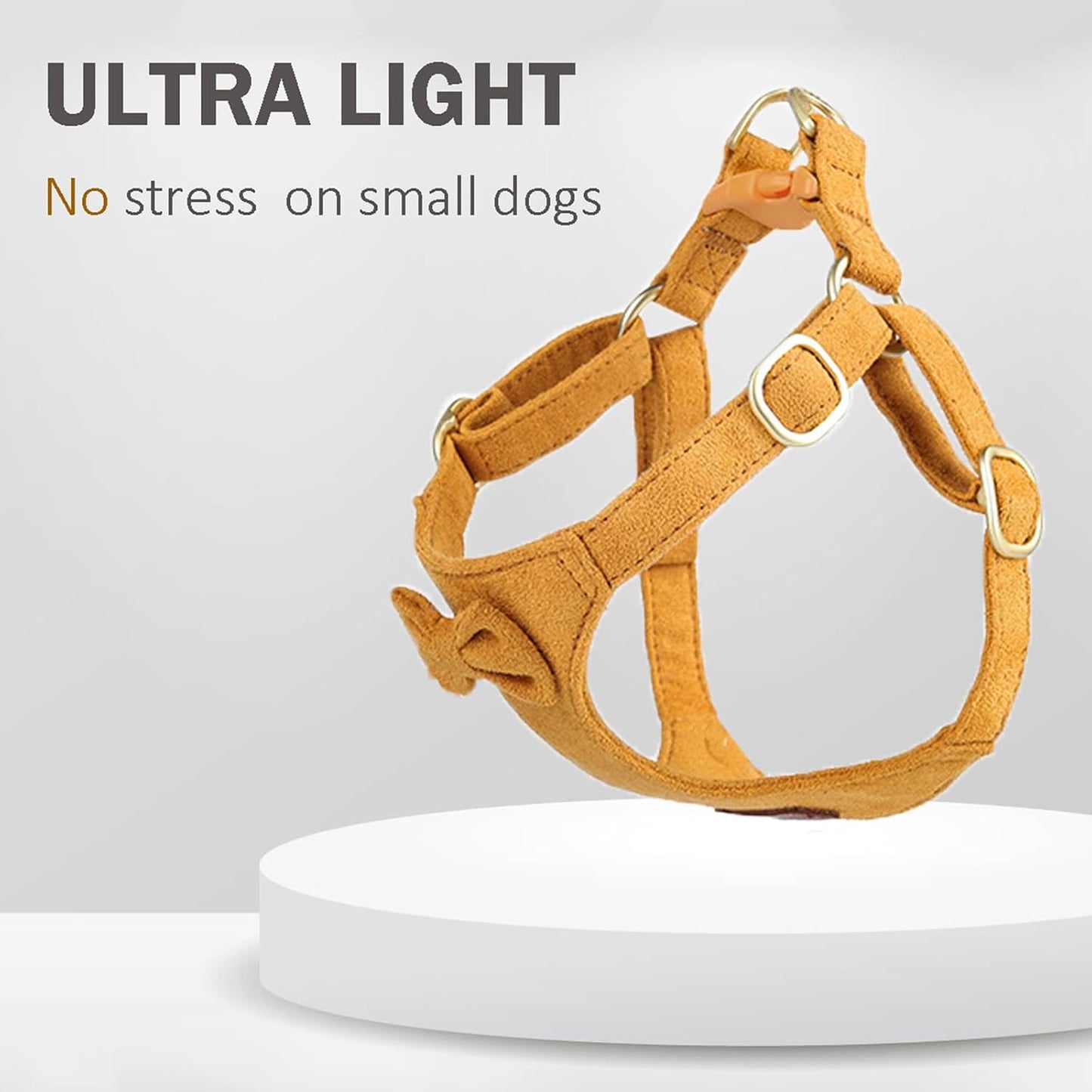Cute Small Dog Harness and Leash Puppy Set with Bowtie,Step in Dog Harnesses,Soft Adjustable Cat & Dog Vest,Harness for Small Cats & Dogs Walks and Parties(Yellow,S:Weight 8.8-17.6lb)