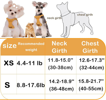 Cute Small Dog Harness and Leash Puppy Set with Bowtie,Step in Dog Harnesses,Soft Adjustable Cat & Dog Vest,Harness for Small Cats & Dogs Walks and Parties(Yellow,S:Weight 8.8-17.6lb)