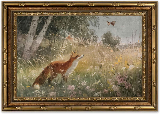 Gold Framed Ducklings Canvas Wall Art, Yellow Ducks in Wildflower Pond Painting Picture, Rustic Aesthetic Print, Soft Pastel Animal Artwork, for Bathroom Bedroom Living Room Wall Decor, 9x11in