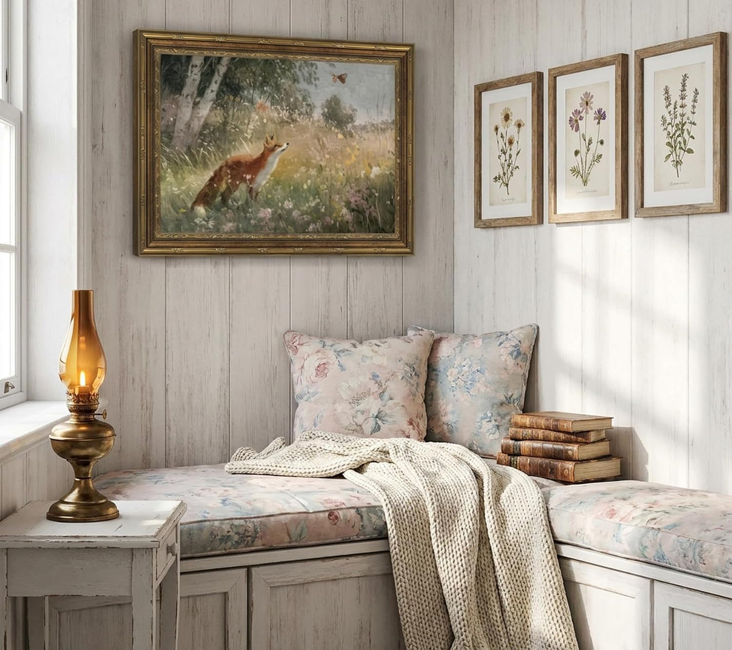 Gold Framed Ducklings Canvas Wall Art, Yellow Ducks in Wildflower Pond Painting Picture, Rustic Aesthetic Print, Soft Pastel Animal Artwork, for Bathroom Bedroom Living Room Wall Decor, 9x11in