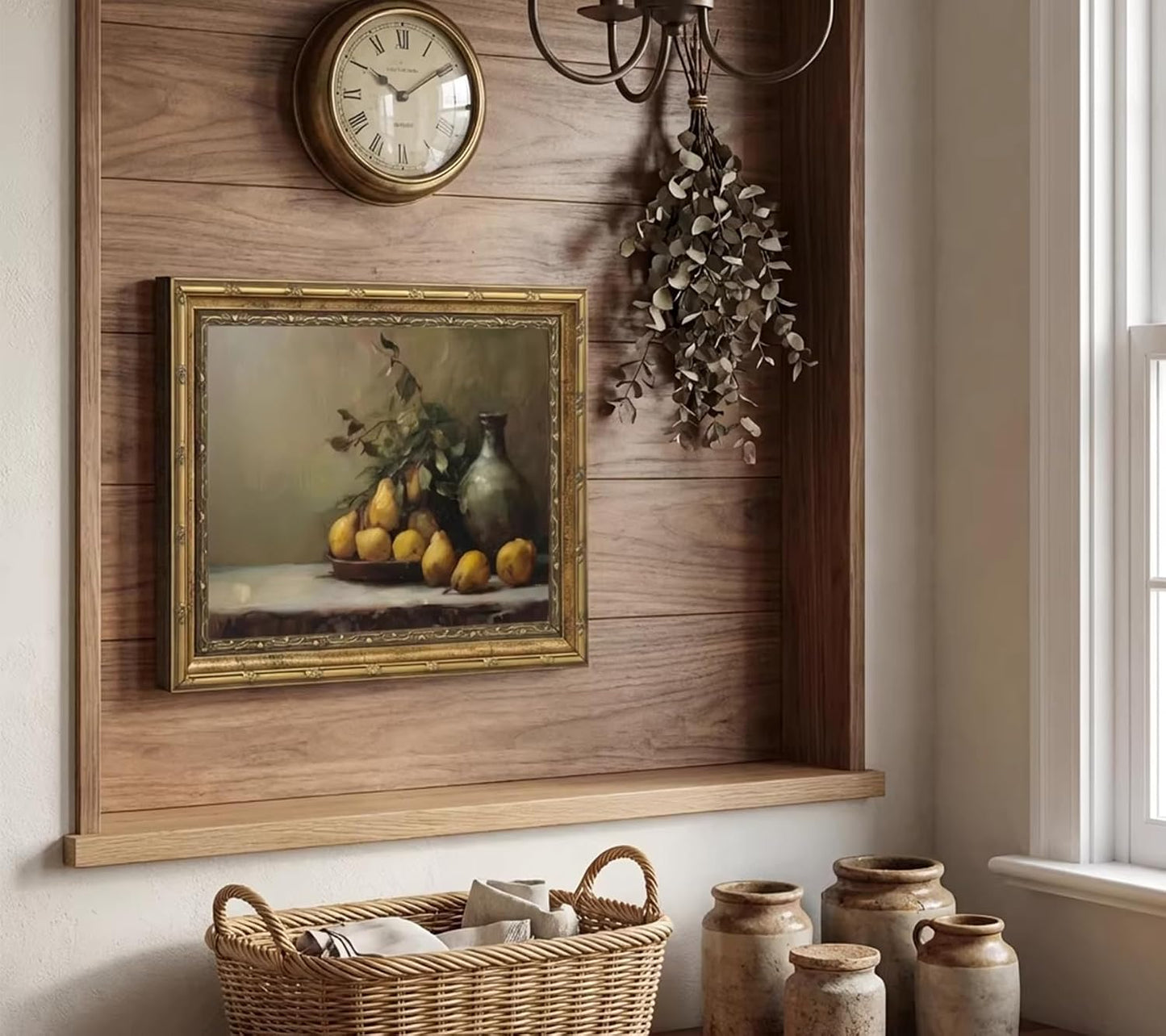 Gold Framed Ducklings Canvas Wall Art, Yellow Ducks in Wildflower Pond Painting Picture, Rustic Aesthetic Print, Soft Pastel Animal Artwork, for Bathroom Bedroom Living Room Wall Decor, 9x11in