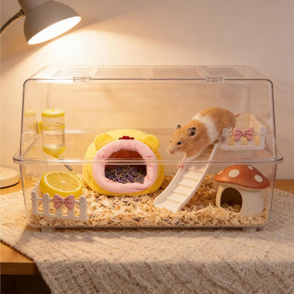 Guinea Pig Hideout Yellow Guinea Pig Bed, Hamster Hideout with Warm Pad, Rat Hides Hamster Carrier Rat Cage Accessories Small Animal Bed for Chinchillas Hedgehogs Parrot
