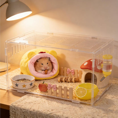 Guinea Pig Hideout Yellow Guinea Pig Bed, Hamster Hideout with Warm Pad, Rat Hides Hamster Carrier Rat Cage Accessories Small Animal Bed for Chinchillas Hedgehogs Parrot