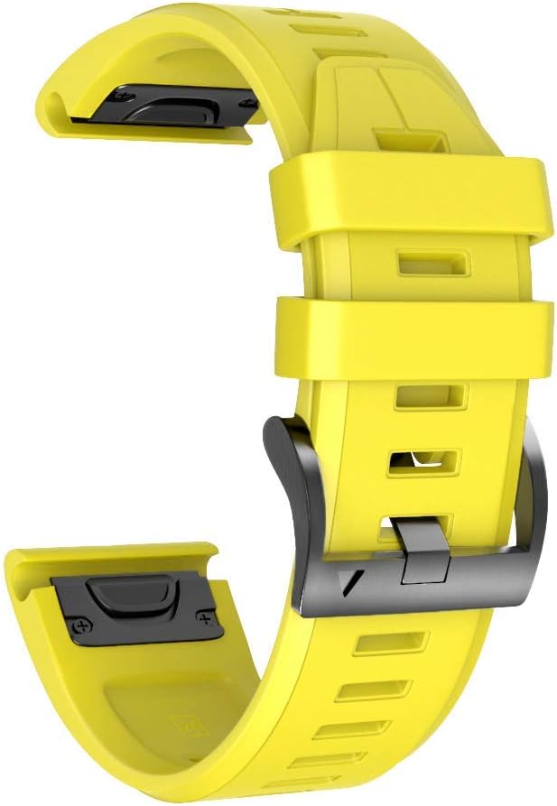 Compatible with Fenix 5 Plus Watch Band Replacement Silicone Watch Strap for Fenix 5/Fenix 6/Fenix 6 Pro/Fenix 7/Forerunner 935/945/Approach S60/Quatix 5/epix Smartwatch(Yellow)