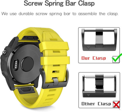 Compatible with Fenix 5 Plus Watch Band Replacement Silicone Watch Strap for Fenix 5/Fenix 6/Fenix 6 Pro/Fenix 7/Forerunner 935/945/Approach S60/Quatix 5/epix Smartwatch(Yellow)