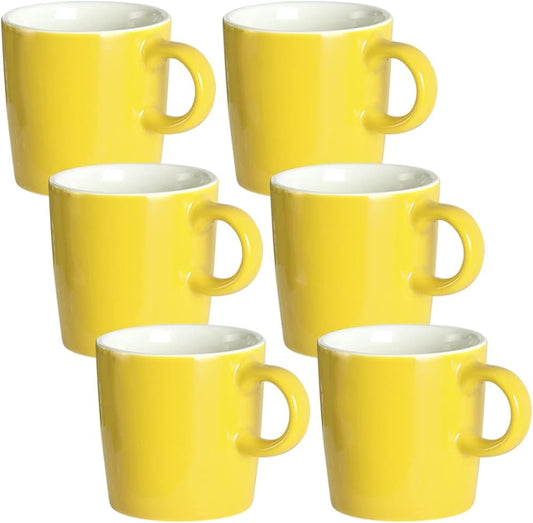 Mini Porcelain Espresso Cup, 4 Ounces / 120 ml Tiny Ceramic Coffee Mugs Demitasse for Espresso, Tea- Set of 6, Yellow