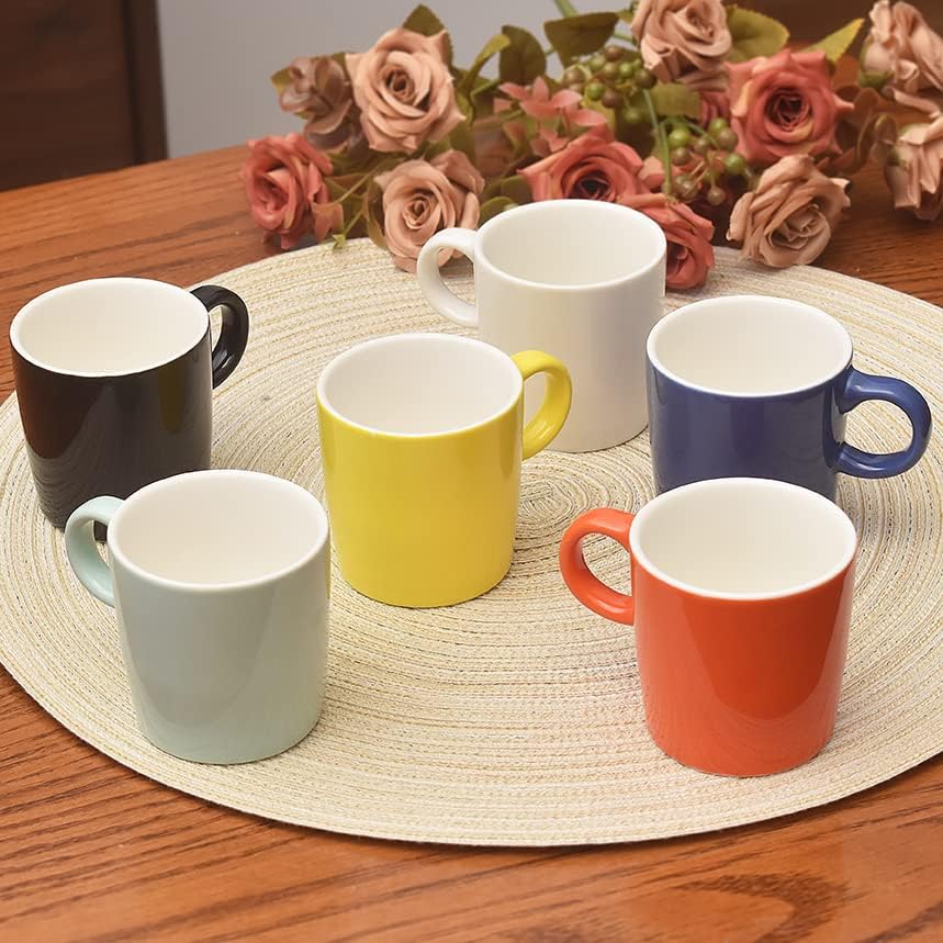 Mini Porcelain Espresso Cup, 4 Ounces / 120 ml Tiny Ceramic Coffee Mugs Demitasse for Espresso, Tea- Set of 6, Yellow