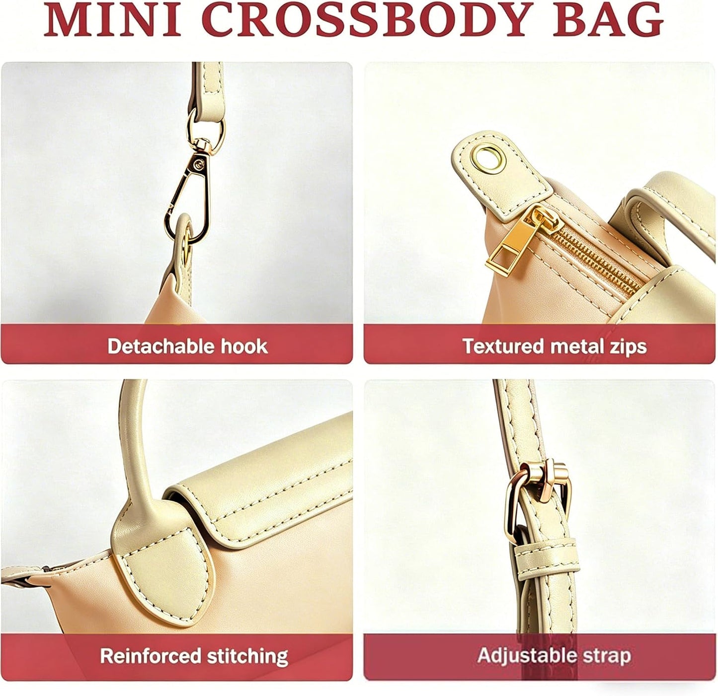 Mini Crossbody Bags for Women - Quilted Handbags Purses with Adjustable Strap, Nylon Small Handbags