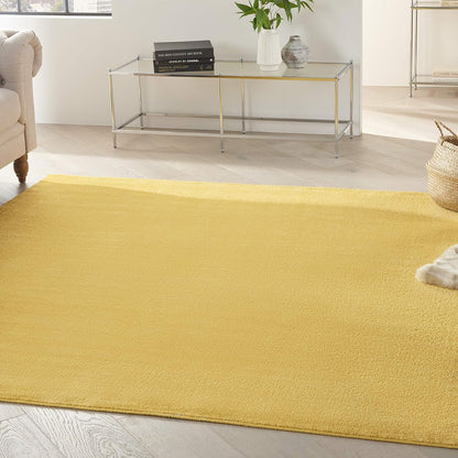 Nourison Essentials Yellow 5' x Square Area Rug - Easy Clean, Non Shedding, Bed Room, Living Room, Dining Room, Kitchen (5' x Square)