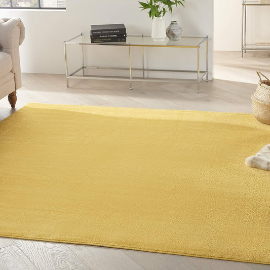 Nourison Essentials Yellow 5' x Square Area Rug - Easy Clean, Non Shedding, Bed Room, Living Room, Dining Room, Kitchen (5' x Square)