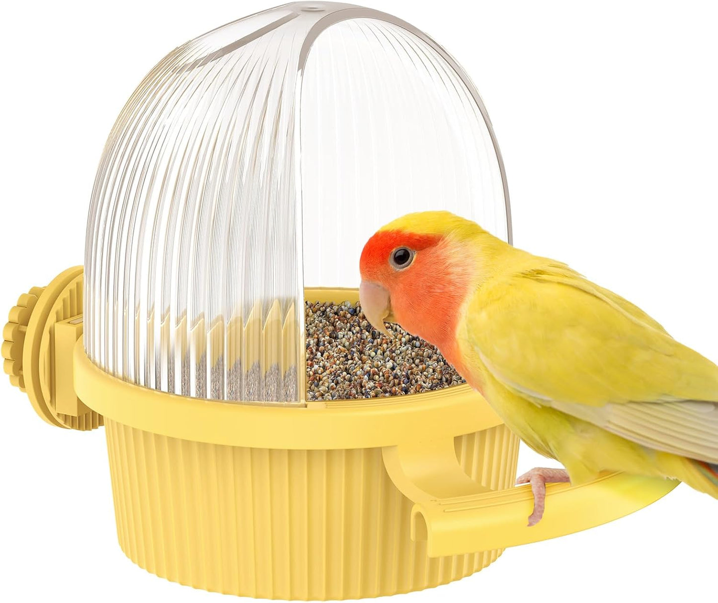 No Mess Bird Feeder, Bird Cage Feeder, Bird Bowls for Cage, Bird Feeder for Cage, Bird Water Dispenser, Parakeet Feeder Waterer for Parrot, Cockatiel, Budgie & Lovebird,Yellow