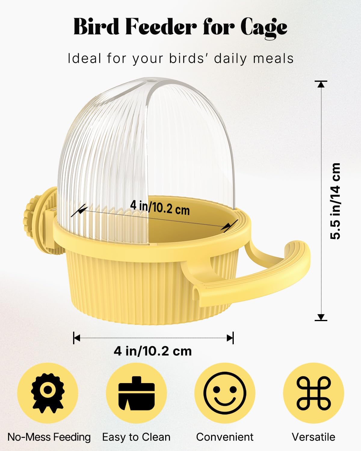 No Mess Bird Feeder, Bird Cage Feeder, Bird Bowls for Cage, Bird Feeder for Cage, Bird Water Dispenser, Parakeet Feeder Waterer for Parrot, Cockatiel, Budgie & Lovebird,Yellow