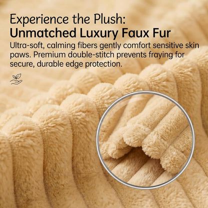 Emotional Support Blanket Yellow for Dogs, Calming Faux Fur Security Throw | Soft Plush Furniture Protector for Couch and Pet Bed, Warm Cozy Sleeping Mat for Indoor Outdoor Travel, Machine Washable