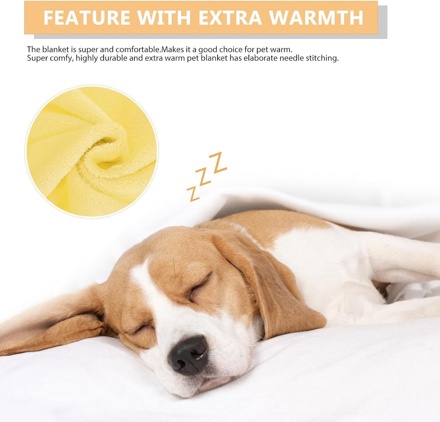 Yellow Flannel Fleece Pet Blanket for Small Pets, Lightweight Polyester Fiber with Elaborate Needle Stitching and Extra Warmth, Cozy Solid Color Bedding for Dogs and Cats