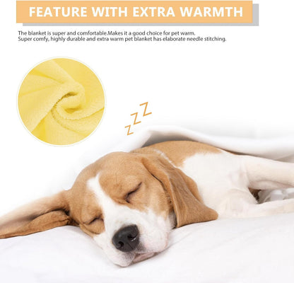 Yellow Flannel Fleece Pet Blanket for Small Pets, Lightweight Polyester Fiber with Elaborate Needle Stitching and Extra Warmth, Cozy Solid Color Bedding for Dogs and Cats