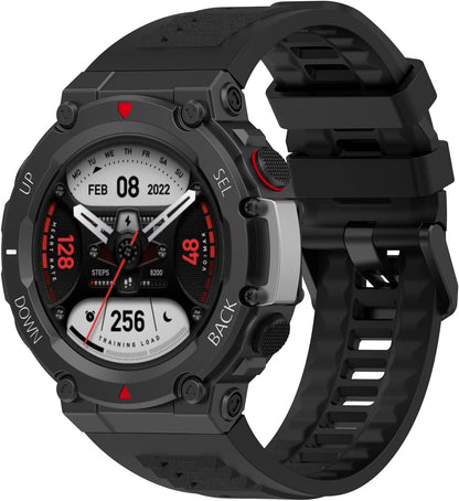 Band with Case for Amazfit T-Rex 2 Watch, Hard PC Protective Bumper Cover Replacement Silicone Watch Strap for Amazfit T Rex 2 Smartwatch Accessory