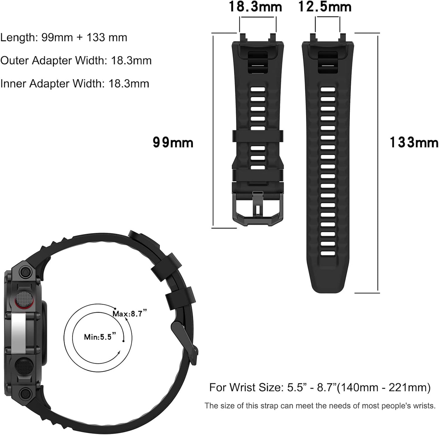 Band with Case for Amazfit T-Rex 2 Watch, Hard PC Protective Bumper Cover Replacement Silicone Watch Strap for Amazfit T Rex 2 Smartwatch Accessory