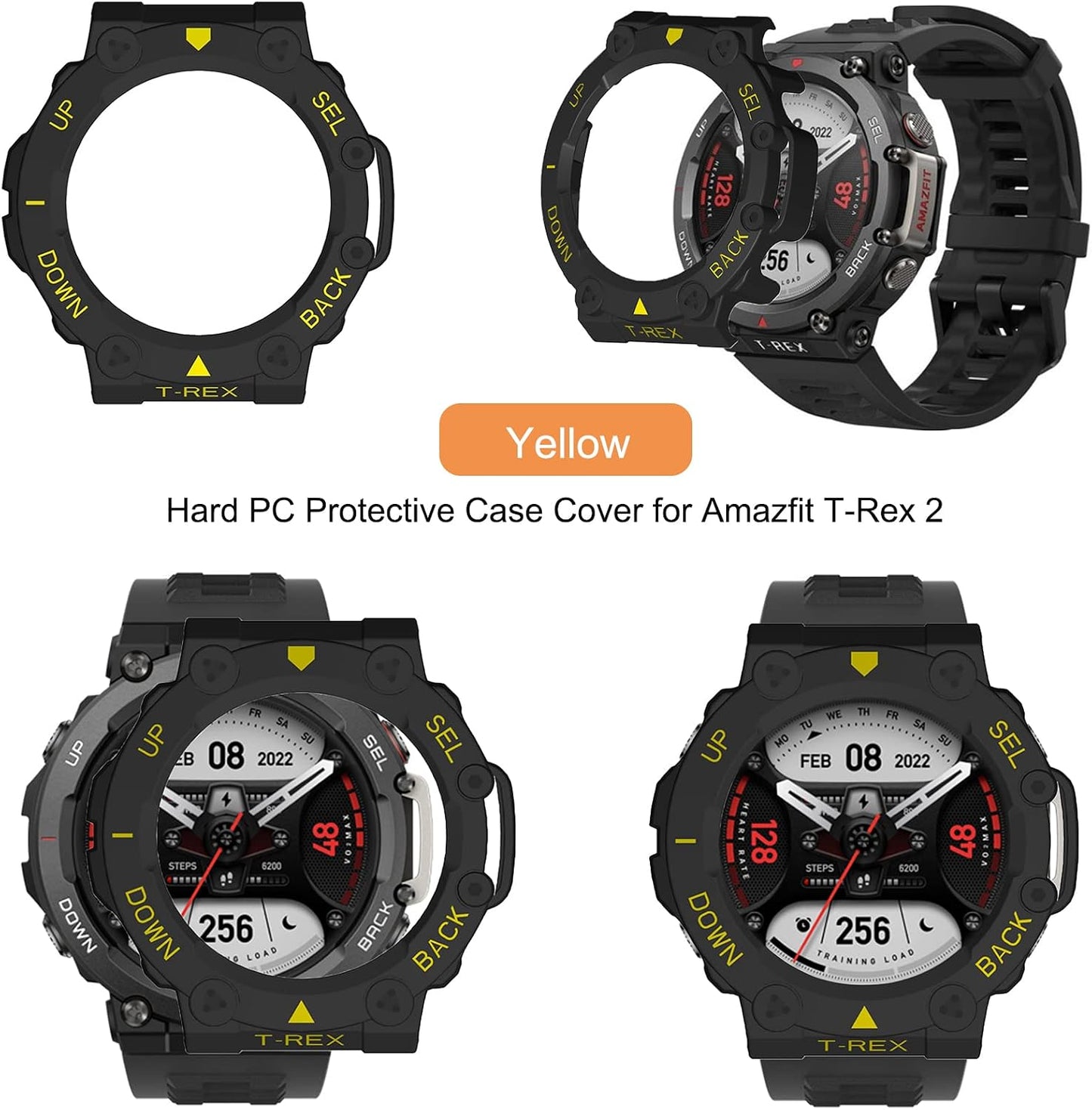Band with Case for Amazfit T-Rex 2 Watch, Hard PC Protective Bumper Cover Replacement Silicone Watch Strap for Amazfit T Rex 2 Smartwatch Accessory