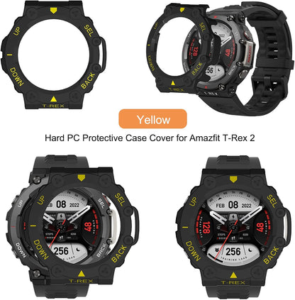 Band with Case for Amazfit T-Rex 2 Watch, Hard PC Protective Bumper Cover Replacement Silicone Watch Strap for Amazfit T Rex 2 Smartwatch Accessory
