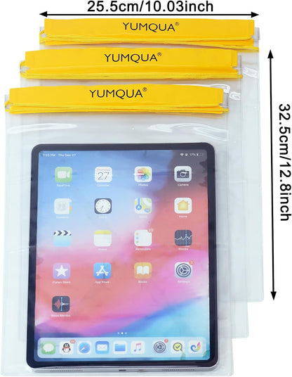 Waterproof Bags Large Size 3 Pack, Clear Watertight Pouch Holder for Document Map Camera Mobile Phone Car Key, fits Kayaking Boating Hiking Water Sports