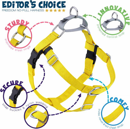 Freedom No Pull Dog Harness, Adjustable Harness, Easy Walking & Comfortable Control, Fits Small, Medium & Large Dogs, Solid Colors, Made in USA, 1" MD, Yellow