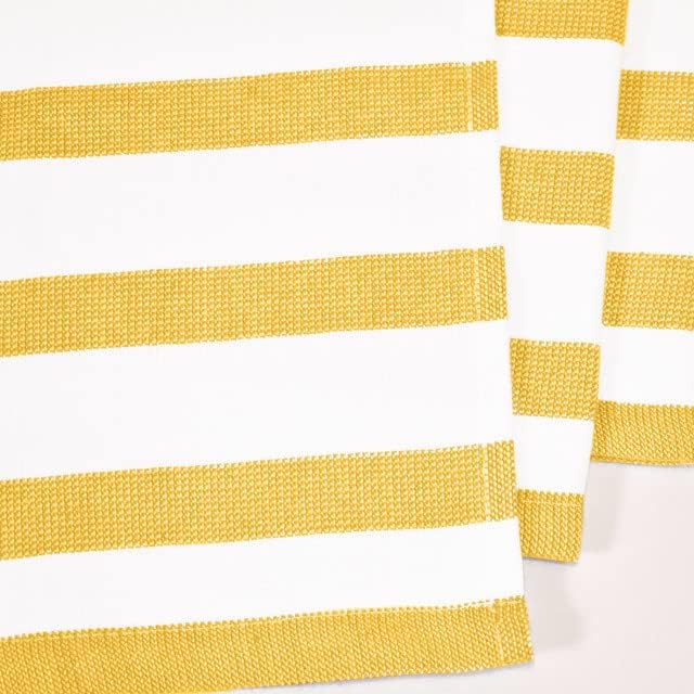 17" x 27" 100% Cotton Kitchen Towel (4 Pack) | Stripe Pattern Ochri Yellow | Soft, Plush & Absorbent with Solid White Backing
