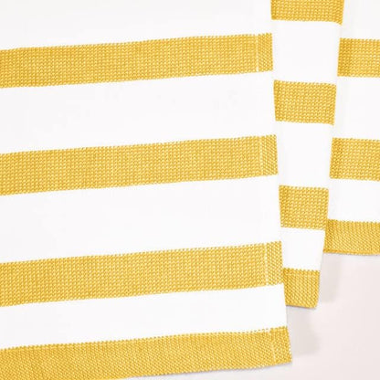 17" x 27" 100% Cotton Kitchen Towel (4 Pack) | Stripe Pattern Ochri Yellow | Soft, Plush & Absorbent with Solid White Backing