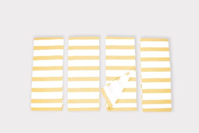 17" x 27" 100% Cotton Kitchen Towel (4 Pack) | Stripe Pattern Ochri Yellow | Soft, Plush & Absorbent with Solid White Backing