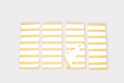 17" x 27" 100% Cotton Kitchen Towel (4 Pack) | Stripe Pattern Ochri Yellow | Soft, Plush & Absorbent with Solid White Backing