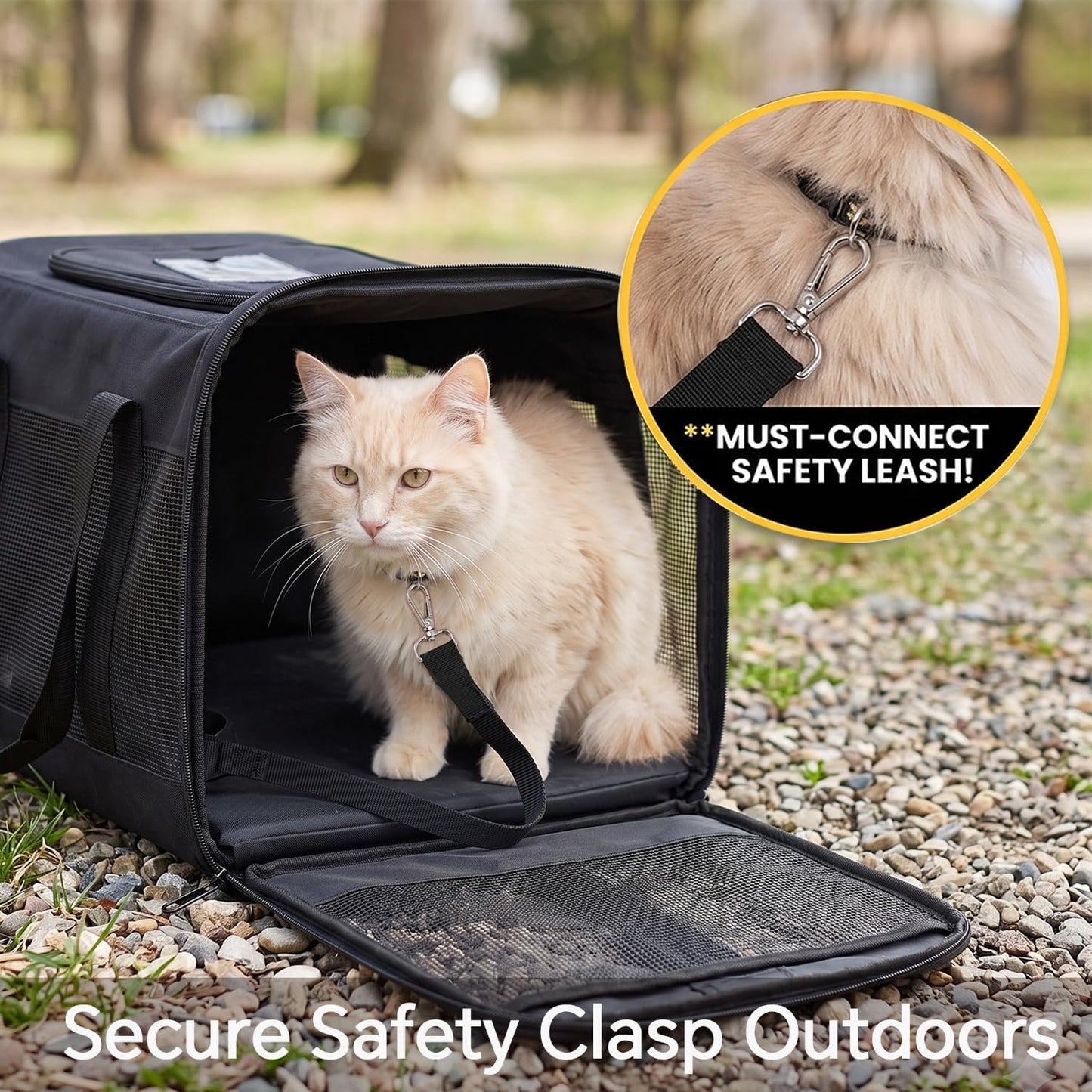 Dog Carrier Soft Sided, Large Cat Carrier with Inner Safety Leash, Pet Transport Carrier for Large Cats and Medium Dogs up to 20 Lbs, Collapsible Travel Puppy Carrier Bag -Purple L