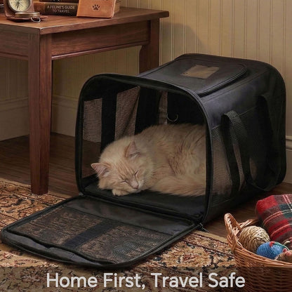 Dog Carrier Soft Sided, Large Cat Carrier with Inner Safety Leash, Pet Transport Carrier for Large Cats and Medium Dogs up to 20 Lbs, Collapsible Travel Puppy Carrier Bag -Purple L