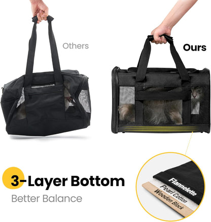 Dog Carrier Soft Sided, Large Cat Carrier with Inner Safety Leash, Pet Transport Carrier for Large Cats and Medium Dogs up to 20 Lbs, Collapsible Travel Puppy Carrier Bag -Purple L