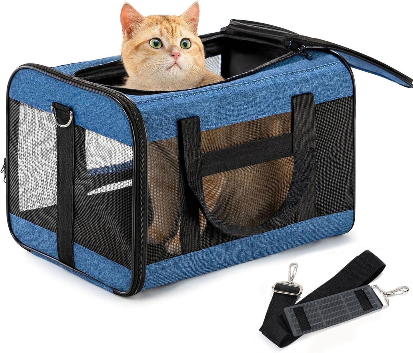 Dog Carrier Soft Sided, Large Cat Carrier with Inner Safety Leash, Pet Transport Carrier for Large Cats and Medium Dogs up to 20 Lbs, Collapsible Travel Puppy Carrier Bag -Purple L