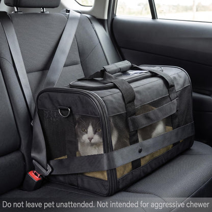 Dog Carrier Soft Sided, Large Cat Carrier with Inner Safety Leash, Pet Transport Carrier for Large Cats and Medium Dogs up to 20 Lbs, Collapsible Travel Puppy Carrier Bag -Purple L
