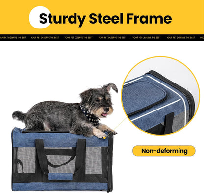 Dog Carrier Soft Sided, Large Cat Carrier with Inner Safety Leash, Pet Transport Carrier for Large Cats and Medium Dogs up to 20 Lbs, Collapsible Travel Puppy Carrier Bag -Purple L