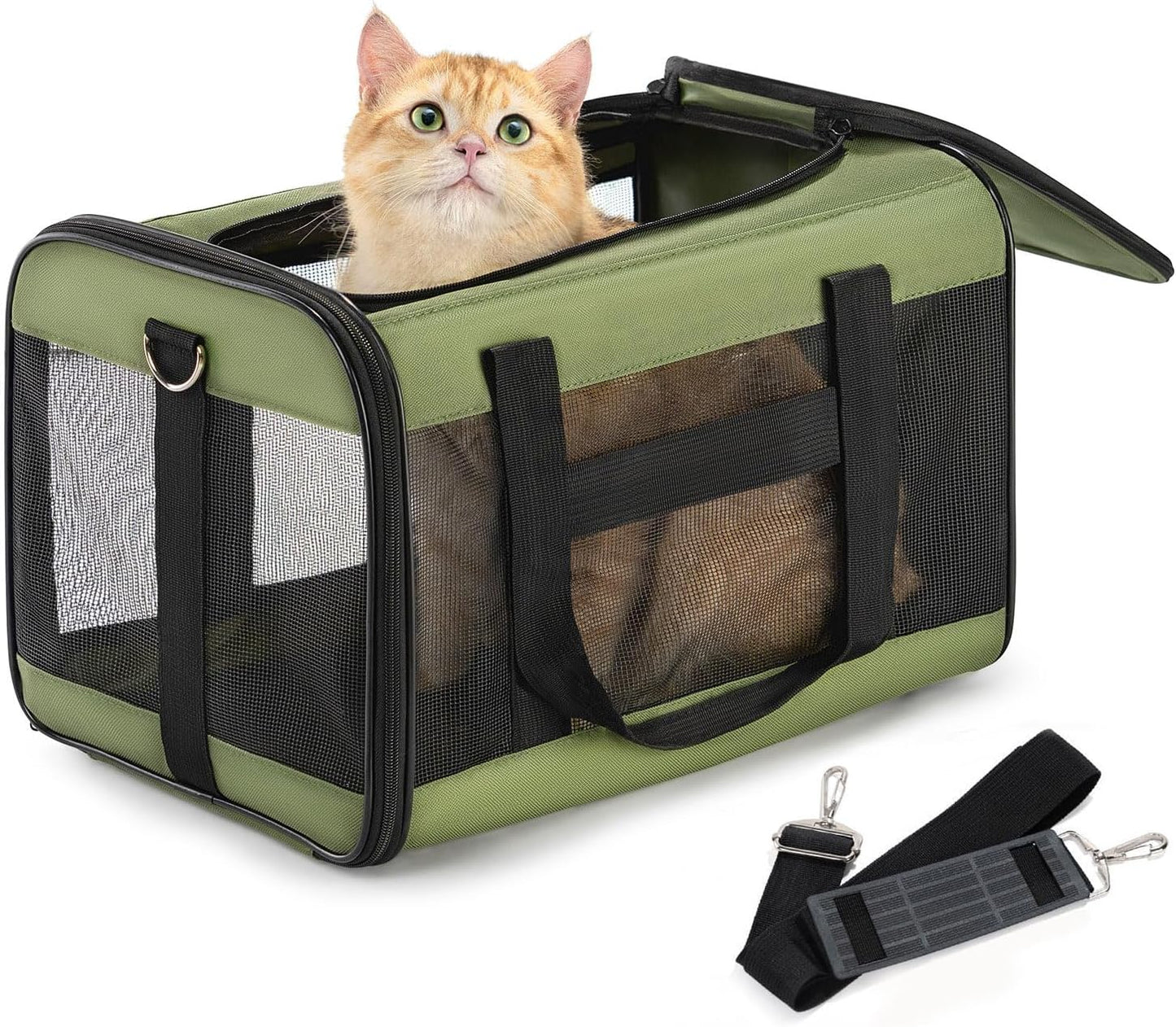 Dog Carrier Soft Sided, Large Cat Carrier with Inner Safety Leash, Pet Transport Carrier for Large Cats and Medium Dogs up to 20 Lbs, Collapsible Travel Puppy Carrier Bag -Purple L