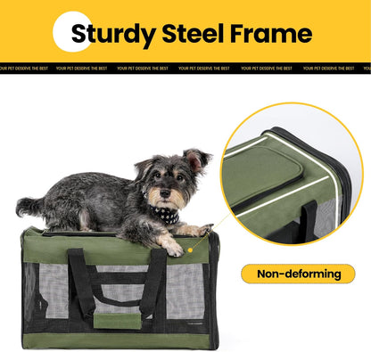 Dog Carrier Soft Sided, Large Cat Carrier with Inner Safety Leash, Pet Transport Carrier for Large Cats and Medium Dogs up to 20 Lbs, Collapsible Travel Puppy Carrier Bag -Purple L