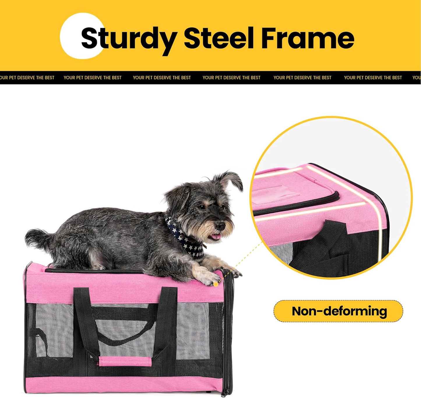 Dog Carrier Soft Sided, Large Cat Carrier with Inner Safety Leash, Pet Transport Carrier for Large Cats and Medium Dogs up to 20 Lbs, Collapsible Travel Puppy Carrier Bag -Purple L