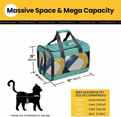 Dog Carrier Soft Sided, Large Cat Carrier with Inner Safety Leash, Pet Transport Carrier for Large Cats and Medium Dogs up to 20 Lbs, Collapsible Travel Puppy Carrier Bag -Purple L