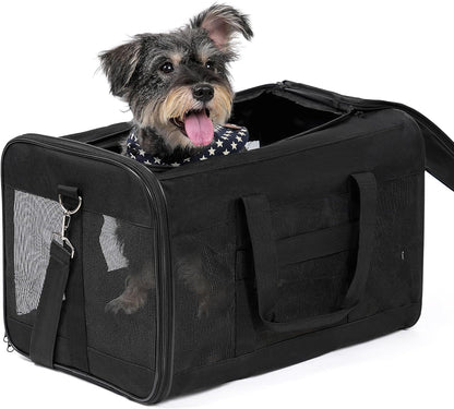 Dog Carrier Soft Sided, Large Cat Carrier with Inner Safety Leash, Pet Transport Carrier for Large Cats and Medium Dogs up to 20 Lbs, Collapsible Travel Puppy Carrier Bag -Purple L